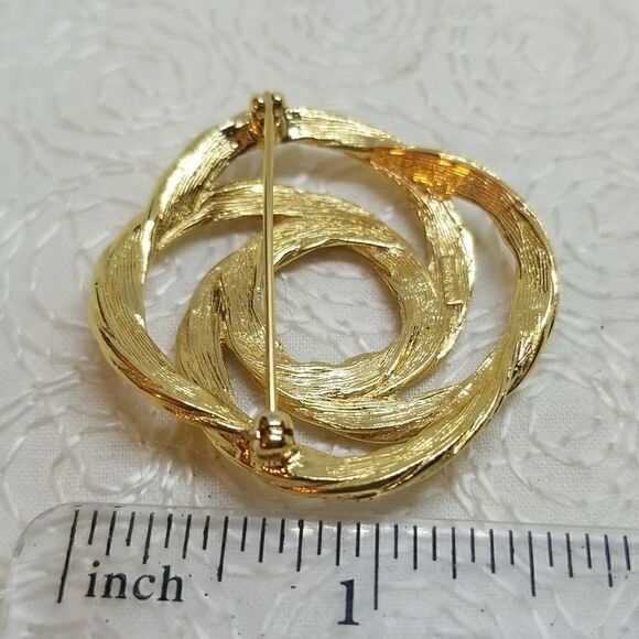 Monet Swirl Brooch Pin Open Gold Tone Circle - Picture 7 of 9